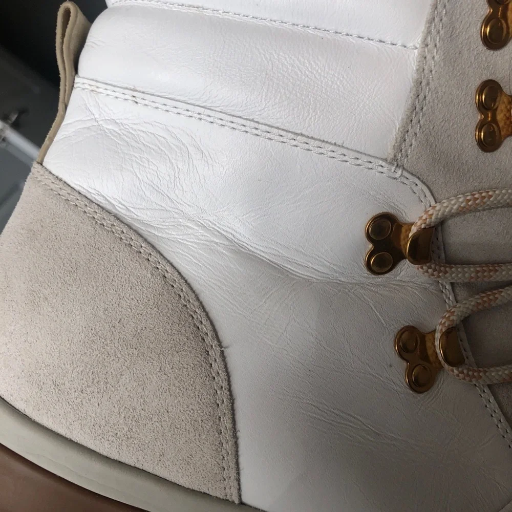 Veronica Beard Galina Boot In White And Snow Leather Lace up Boots Size 10.5